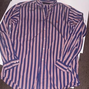 Vintage Polo Ralph Lauren Shirt Men Blue & Orange Button Up Size 15 1/2